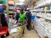 Shoppers in a Kenyan supermarket during the 2018 festive season