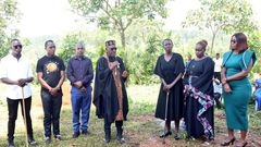 Kakamega Senator Boni Khalwale and his three wives and sons