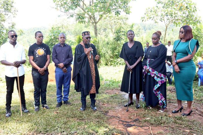 Kakamega Senator Boni Khalwale and his three wives and sons