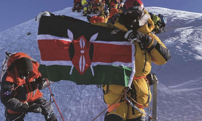 A Kenyan climber mountaineering
