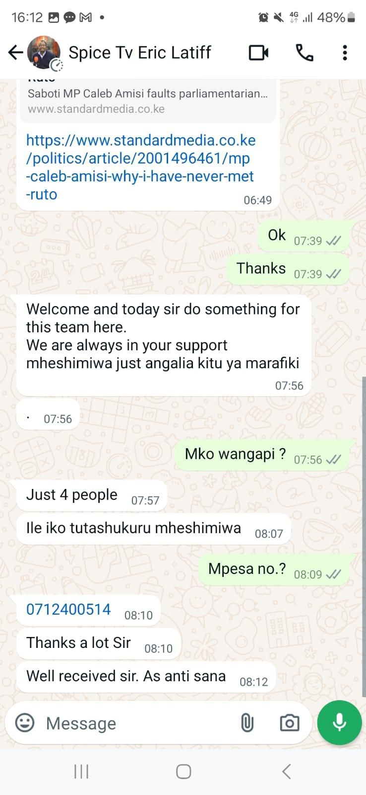 Messages Julius Gacheru sent to his victims
