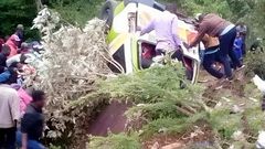 The vehicle involved in an accident in Mbooni on Saturday evening