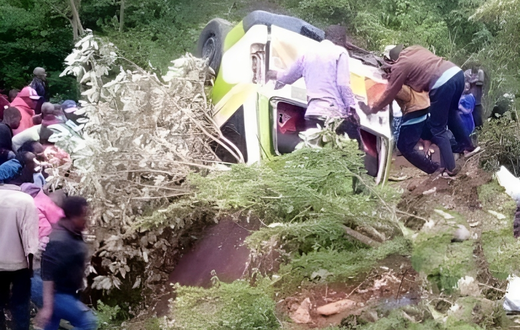 The vehicle involved in an accident in Mbooni on Saturday evening