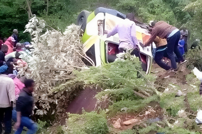 The vehicle involved in an accident in Mbooni on Saturday evening