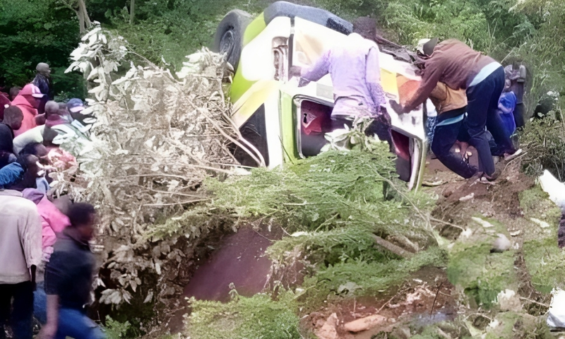 The vehicle involved in an accident in Mbooni on Saturday evening