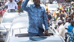 Raila Odinga on his way to a political rally at Kamukunji grounds on January 23, 2023
