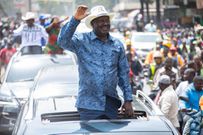 Raila Odinga on his way to a political rally at Kamukunji grounds on January 23, 2023