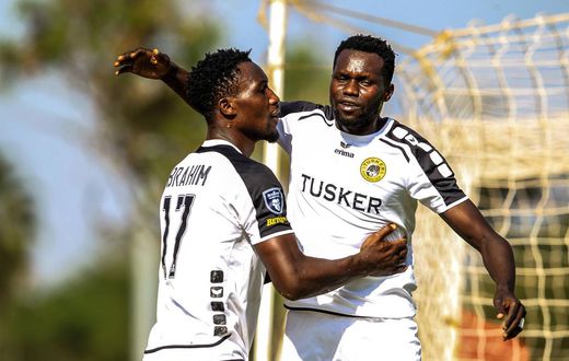 Tusker Ibrahim Joshua celebrates his goal with teammate against Wazito FC on March 8th 2022 during Kenya Premier League match played at Moi International Sportes Centre,Annexe.Photo/CHRIS OMOLLO Copyright: xGOODWINSx