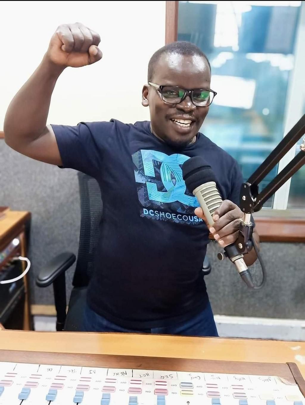 Joshua Arap Sang at Emoo FM studio in March 2023