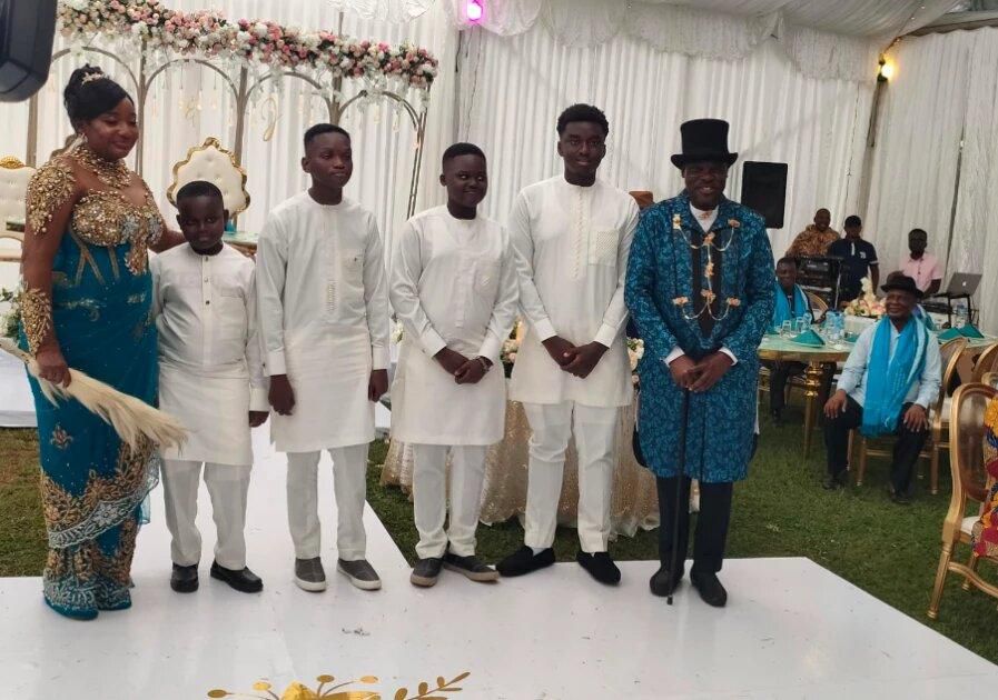 Former Nigerian President Goodluck Jonathan attends nephew's Ruracio in Embu on Saturday, August 12, 2023. ( Photo courtesy - Citizen Digital )