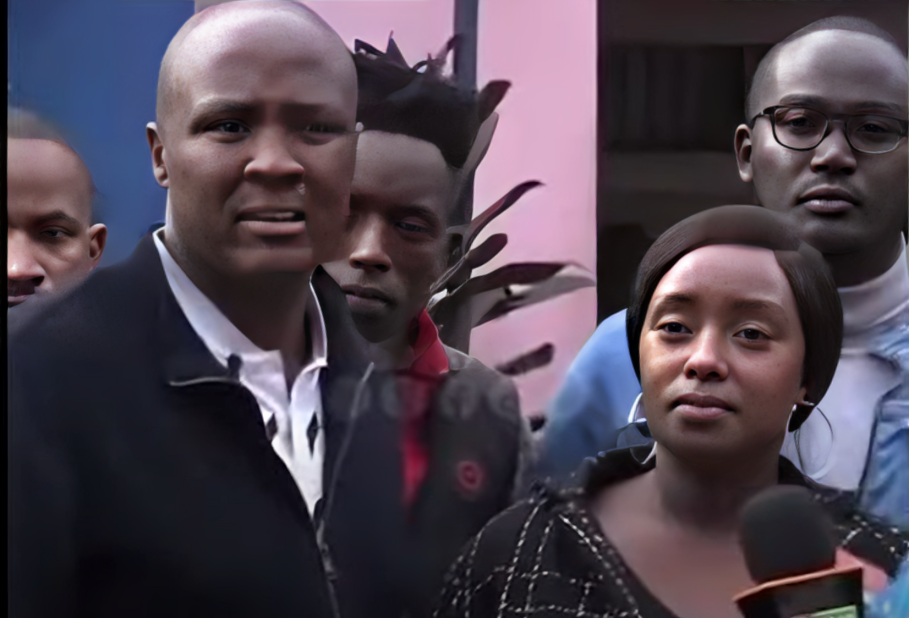 Former Nandi Hills MP Alfred Keter with his wife Joan speaking to local media houses on June 30, 2024