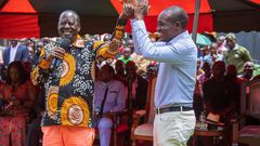Raila Odinga with Kisii governor Simba Arati in Kisii on Sunday, 10 September 2023