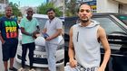 A collage image of Vincent Mboya with his first car and singer KRG The Don