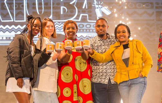Catherine Twesigye (Tusker Brand Senior Manager), Joanne Lobby (EABL Head of Marketing, Beer), Anne-Joy Michira (EABL Director of Marketing & Innovation), Lennox Mwalea (Tusker Brand Marketing Manager) and Sarah Kiritu (Tusker brand Shopper Manager)