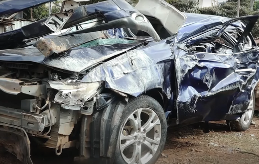 Car involved in an accident along the Nairobi-Nakuru Highway