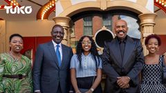 President William Ruto and First Lady Rachel Ruto with their daughters meet Steve Harvey in the U.S.