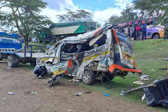 Matatu involved in an accident along the Nairobi - Nakuru highway