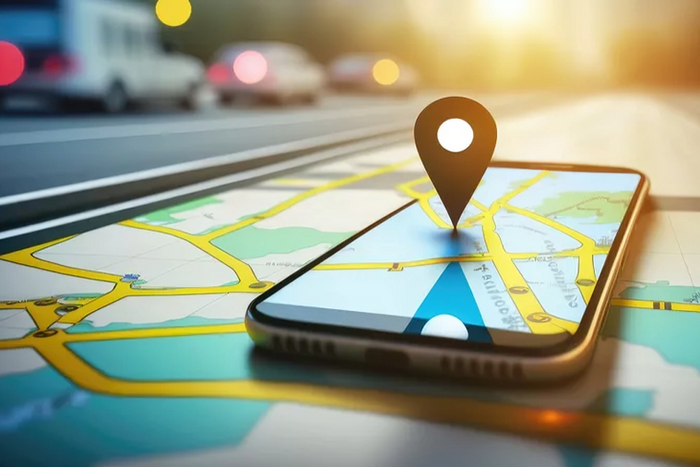 An illustration of a phone showing its location