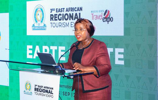 CS Tourism, Wildlife and Heritage Peninah Malonza when she launched the twin tourism fairs (EARTE and MKTE) which will be hosted in November at KICC
