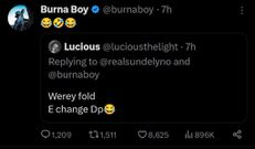 Burna Boy reacts a the troll changing his display picture to a picture of himself