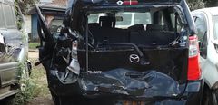 Car involved in an accident along the Nairobi-Nakuru Highway