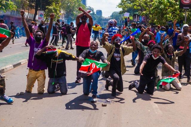 Protestors opposing the Finance Bill 2024 in Nairobi