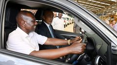 President William Ruto driving a vehicle