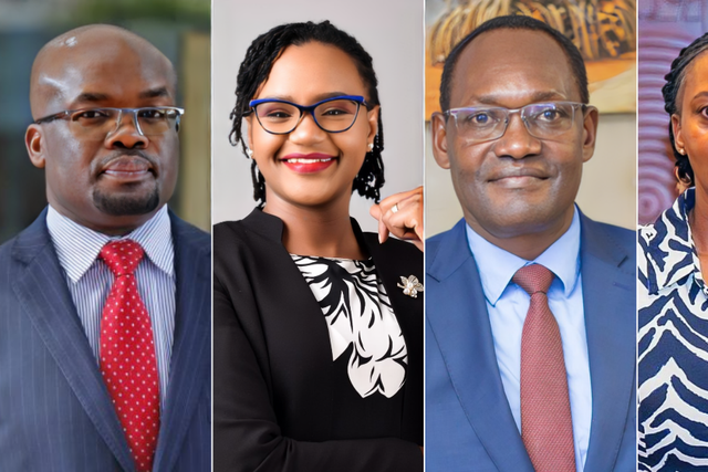 Interior PS Raymond Omollo, Diaspora PS Roseline Njogu, Treasury PS Chris Kiptoo and Heath PS Mary Muthoni