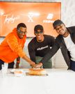 From Left - Triply travel company CEO Peter Wachira, FitBeat founder Rhotimmi Ondulani, and Triply co-founder Collins Muthinja during a partnership announcement (1)