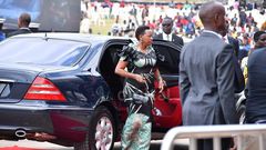 First Lady Rachel Ruto arrives at Uhuru Gardens for Mashujaa Day 2022 celebrations on December 12, 2022
