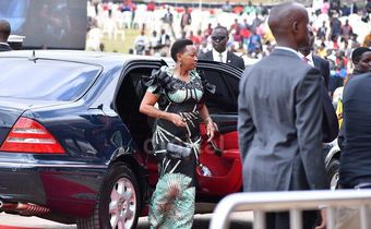 First Lady Rachel Ruto arrives at Uhuru Gardens for Mashujaa Day 2022 celebrations on December 12, 2022