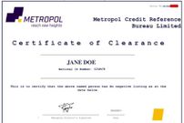 A sample of a CRB clerance certificate