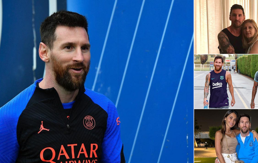 Lionel Messi, his mother, Arturo Vidal and finally Messi and his wife.