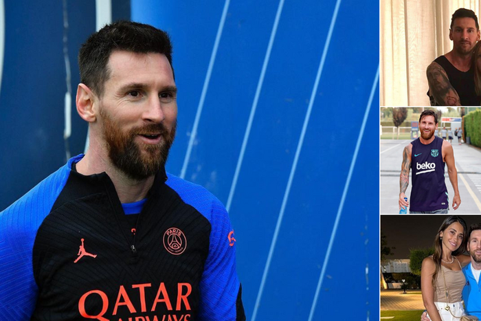 Lionel Messi, his mother, Arturo Vidal and finally Messi and his wife.