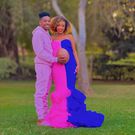 Eric Omondi & girlfriend Lynne during their baby's gender reveal party on July 22