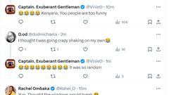 Kenyans on social media reported a tremor in Nairobi and surrounding areas
