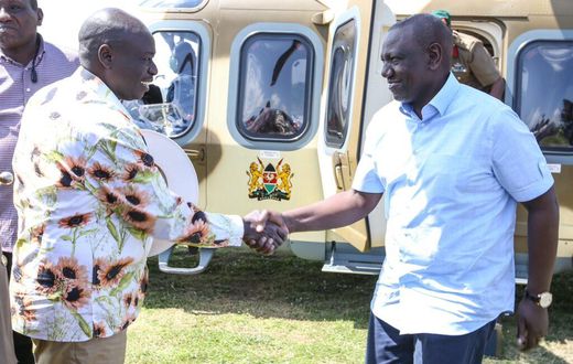 President William Ruto and his deputy Rigathi Gachagua during a trip to Homa Bay