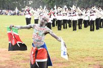 Isaac Juma  dancing to the tune of Administration Police band