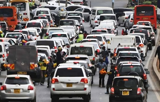 Cars on the road in Nairobi