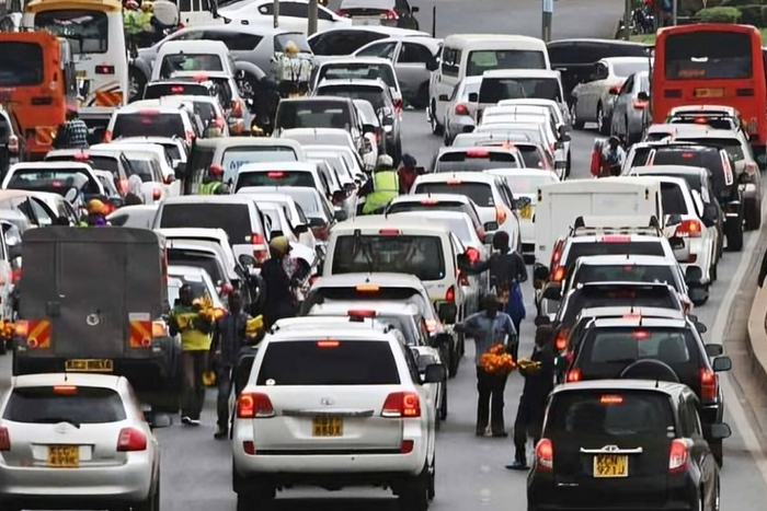 Cars on the road in Nairobi