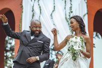 Moji Shortbaba and his wife Nyawira Gachugi on their wedding day