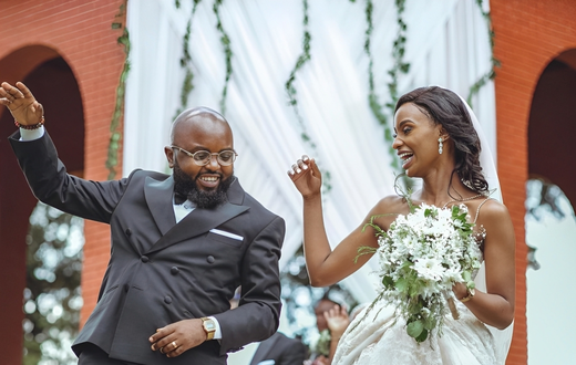 Moji Shortbaba and his wife Nyawira Gachugi on their wedding day