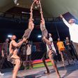 Watchful eyes of Acrobat Coach, Mr Mathias Kavita, as his team dazzles with their breathtaking skills.