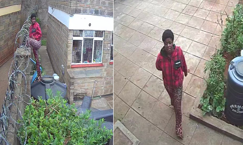A suspect fleeing from Nairobi Hospital finance director Erick Maigo's house in Nairobi