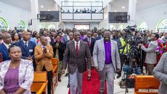 President William Ruto at a Church service at Africa Gospel Church in Chebango, Bomet County.