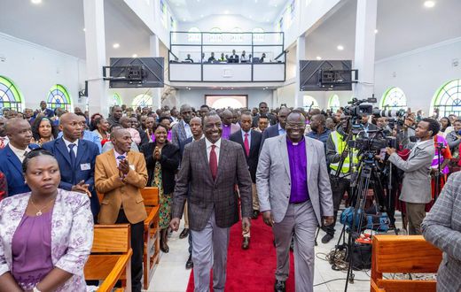 President William Ruto at a Church service at Africa Gospel Church in Chebango, Bomet County.
