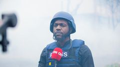 Larry Madowo reporting during the anti-Finance Bill protests