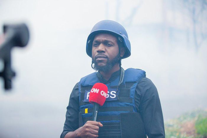 Larry Madowo reporting during the anti-Finance Bill protests
