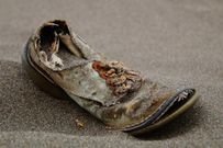 Old brown shoe with bad sole