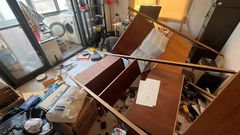 A view of a damaged apartment following an earthquake offshore, in New Taipei City, Taiwan April 3, 2024.Fabian Hamacher/REUTERS